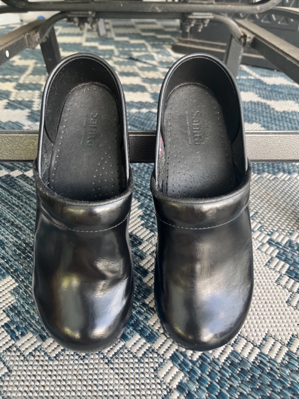 Sanita Professional Cabrio Clogs 41 Wide US 10 Black Leather Nursing Work Shoes